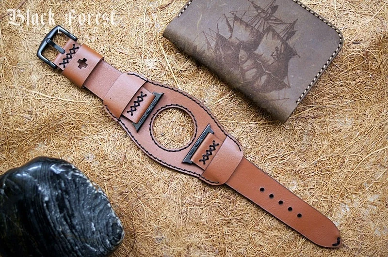 CUFF handgefertigt Leder Uhrenarmband incl. Lugs Adapter für Apple Watch (oder Apple Watch Sport) 42mm oder 38mm – Bild 2